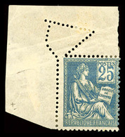 * N°114, 25c Bleu, Piquage Oblique Par Pliage Sur Coin De Feuille, TTB (certificat)  Qualité: * - Unused Stamps