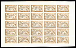 ** N°120a, 50c Brun Et Gris Non Dentelé En Feuille De 25 Exemplaires (2ex*), Fraîcheur Postale, GRANDE RARETE (certifica - Neufs