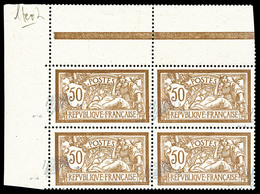 ** N°120b, Merson 50c: Centre à Cheval Sur Bloc De Quatre Coin De Feuille, Pièce Exceptionnelle. SUPERBE. R.R.R (certifi - Unused Stamps