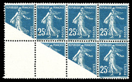 ** N°140, 25c Semeuse, Impression Partielle Sur Bloc De 8 Exemplaires Dont Timbre Non Imprimé (normaux*). SUPERBE. R. (c - Nuovi