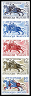 ** N°1172, 15f Tapisserie De Bayeux, Bande De 5 Exemplaires Dont 2 Multicolores. TTB  Qualité: **  Cote: 255 Euros - Sonstige & Ohne Zuordnung