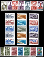 ** N°1499/1506, Série Monuments De 1966 En Bandes De 5 Exemplaires Dont 1 Multicolore. TB (certificat)  Qualité: **  Cot - Sonstige & Ohne Zuordnung