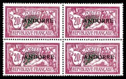 ** N°23, 20F Merson En Bloc De Quatre, Grande Fraîcheur. SUP (certificat)  Qualité: **  Cote: 3400 Euros - Unused Stamps