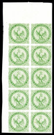 ** N°2, Aigle, 5c Vert En Bloc De 10 Ex Coin De Feuille, Fraîcheur Postale, SUP  Qualité: ** - Eagle And Crown