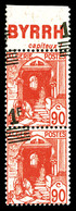 ** N°158A, Paire Verticale Avec Pub, Surcharge Très Décalée (1ex*), Barres Seules Sur Le Timbre Inférieur **. SUP (signé - Unused Stamps