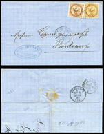 O 40c + 10c Aigle Obl Losange 'CCH' Sur Lettre Du 7 Janv 1869 Pour Bordeaux. TB (certificats)  Qualité: O - Used Stamps