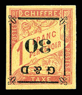 * Taxe, N°14b, 30 Sur 1f Rose Sur Paille, Surcharge Renversée. TTB (certificat)  Qualité: *  Cote: 1100 Euros - Unused Stamps