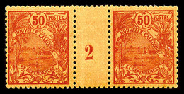 ** Millésimes, N°100, 50c Rouge Sur Orange En Paire Millésime '2', Fraîcheur Postale (certificat) (cote Maury: N°93)  Qu - Unused Stamps