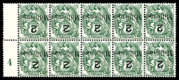 ** N°36a, 2m S 5c Vert-bleu, Surcharge Renversée Sur 10 Exemplaires Bdf Millésime '4'. SUP (signé Brun/certificat)  Qual - Unused Stamps