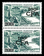 ** Poste Aérienne, 200F Bordeaux: Essais De Surcharge Non émise En Noir Sur Paire Verticale. SUP. R. (certificat)  Quali - Unused Stamps