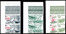 ** Poste Aérienne, N°18/20, Série De 1947 En Paires Cdf Non Dentelées. TTB  Qualité: **  Cote: 280 Euros - Unused Stamps