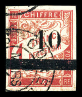 O Taxe, N°3, 10 Sur 1f Rose Sur Paille. TB (certificat)  Qualité: O  Cote: 580 Euros - Unused Stamps