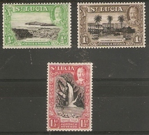 ST LUCIA 1936 ½d, 1d, 1½d SG 113a/115a PERF 13 X 12 Or PERF 12 X 13 MOUNTED MINT Cat £35.50 - Ste Lucie (...-1978)