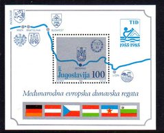 YUGOSLAVIA 1985 Danube Regatta Block MNH / **.  Michel Block 26 - Blokken & Velletjes