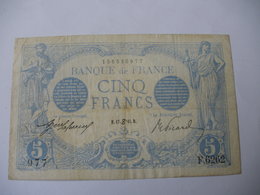 BILLET 5 F BLEU  17/06/1915 FAY 2/28 - 5 F 1912-1917 ''Bleu''