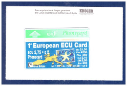 UNITED KINGDOM: BTO-008 "1st European ECU Card" CN:231F Unused - BT Emissioni Straniere