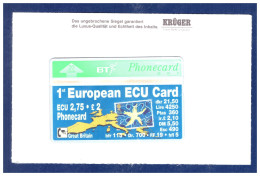 UNITED KINGDOM: BTO-008 "1st European ECU Card" CN:231F Unused - BT Emissions Etrangères