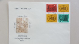 DDR: FDC-Brief Mit 10 U. 20 Pf "Leipziger Frühjahrsmesse 1964" Im Viererblock SoSt. LEIPZIG C1 Vom 26.2.64  Knr: 1012/3 - 1950-1970