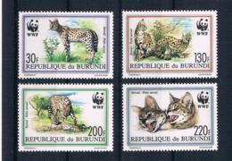 Burundi 1992 Tiere/Wildkatzen Mi.Nr. 1758/61 Kpl. Satz ** - Nuovi
