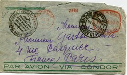 BRESIL LETTRE AVEC CACHET ".........CONDOR ZEPPELIN........BRASIL-EUROPA" DEPART RIO DE JANEIRO 7 NOV 934 POUR LA FRANCE - Luchtpost