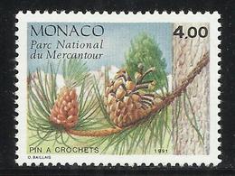 MONACO , 4 Frs , Flore , Conifères Du Parc Du Mercantour , Pinus Uncinata Mill , 1991 , N° YT 1801 , NEUF ** - Unused Stamps