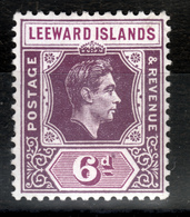 LEEWARD ISLANDS  1937/52 KGVI  6 P MNH  GUMSPOT - Leeward  Islands