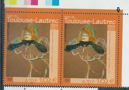 [29] Variété : N° 3421 Toulouse Lautrec  Timbre Plus Petit Tenant à Normal ** - Unused Stamps