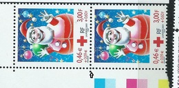 [29] Variété : N° 3436 Croix-rouge 2001 Timbre Plus Petit Tenant à Normal ** - Unused Stamps