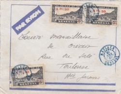 SENEGAL  :  Pont Faidherbe  Surchargé 1,50  X 3 Sur Lettre . CaD Bleu De Kaolack - Briefe U. Dokumente