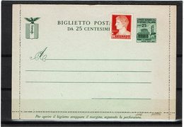 SAPR03 - ITALIE RSI CARTE LETTRE NEUVE - Entiers Postaux