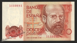 Banknote Spain -  200 Pesetas – September 1980 – Lopoldo Alas Clarin – Sin Serie – Condition UNC - Pick 156 - [ 4] 1975-…: Juan Carlos I.