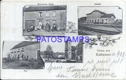 109157 GERMANY GRUSS AUS KALHAUSEN STATION TRAIN MULTI VIEW YEAR 1908 POSTAL POSTCARD - Andere & Zonder Classificatie