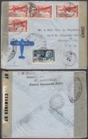 AEF - Lettre Yv140+PA 5x4 De Fort Archambault, Chad Vers Chicago, USA + Censure 28/03/1944 (7G29710) DC2571 - Lettres & Documents