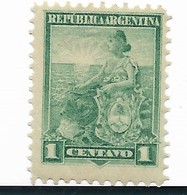 ARGENTINA YEAR 1899 Liberty 1 Cent Green 11 1/2 Scott 123 Michel 100 Mint Hinged - Unused Stamps