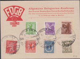 1946. Berlin. STADT BERLIN 7 Ex. BERLIN NW 7 Delegierten Konferenz 10.2.46. Postkarte... (MICHEL 1-7) - JF310635 - Berlin & Brandebourg