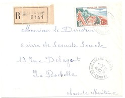 BOURCEFRANC Charentes Maritimes Lettre Recommandée Franchise Partielle Sécurité Sociale 1964 Port Seule RECO 1F Yv 1355 - 1961-....