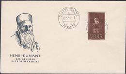 1954. ROTES KREUZ 15 + 5 Fr. FDC SAARBRÜCKEN 10. 5. 54 Ersttag. Henri Dunant.  (Michel 350) - JF310447 - Lettres & Documents