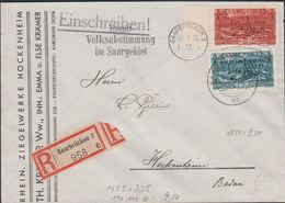 1935. Saar. 1,50 + 2 Fr. Heute Volksabstimmung Im Saargebiet SAARBRÜCKEN 13. 1. 35. R... (MICHEL 190+191) - JF310537 - Briefe U. Dokumente