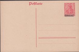 1920. Saar. 10 Pf. Postkarte Germania. SAARGEBIET.  () - JF310553 - Storia Postale
