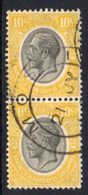 Tanganyika GV 1927-31 10c Yellow Vertical Pair Definitive, Used, SG 94 (BA) - Tanganyika (...-1932)