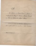 VP14.616 - HAVRE 1875 - La Duchesse De SAINT - SIMON - Faire - Part De Mariage De Mr Maxime DUVAL & Melle Marie MORISSE - Boda