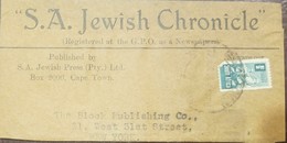 O) 1943 SOUTH AFRICA, INFANTRY SCT 81 1/2p. NEWSPAPER-S.A. JEWISH CHRONICLE, TO USA - Aéreo