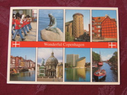 Denmark 2001 Postcard "multiview Mermaid Royal Guard Music Church Boats"  Copenhagen To Holland - Queen - Esperanto Slog - Lettres & Documents