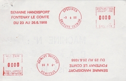 EMA 1988 - Sur Fragment - Cachet SPECIMEN  Gravure SATMAN - Semaine Handisport FONTENAY LE COMTE (Voir Au Dos) - EMA (Printer Machine)