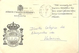 CARTA CERTIFICADA 1989   JUZGADOS   SAGUNTO - Franchise Postale
