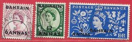 Bahrain N°83 6A, 83A 12A, 85 4A (filigrane Couronne Des Tudor, Dentelé 15x14) 1952-54 O - Bahrain (...-1965)