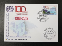 ALGERIE ALGERIA 2019 FDC INTERNATIONAL LABOR ORGANIZATION CENTENARY OIT ILO TRAVAIL - COMPUTER TELEPHONE MOBILE PHONE - OIT