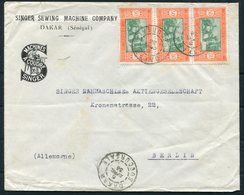 1936 Senegal Dakar Illustrated Advertising Cover - Berlin Germany. Singer Sewing Machine Company - Cartas & Documentos