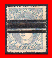 ESPAÑA SELLO 2 ESCUDOS. ALEGORIA DE ESPAÑA. AÑO 1870. BARRADO - Used Stamps