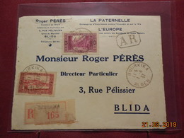 Devant De Lettre De 1937 à Destination De Blida En Recommandé - Covers & Documents